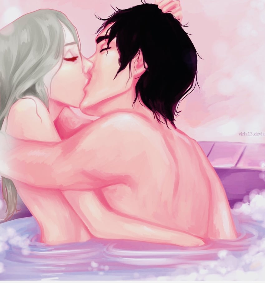 bath bathtub black_cat_(marvel) edited felicia_hardy female lust male marvel older_female passionate peter_parker soap spider-man spider-man_(series) straight_hair viria13 white_hair younger_male