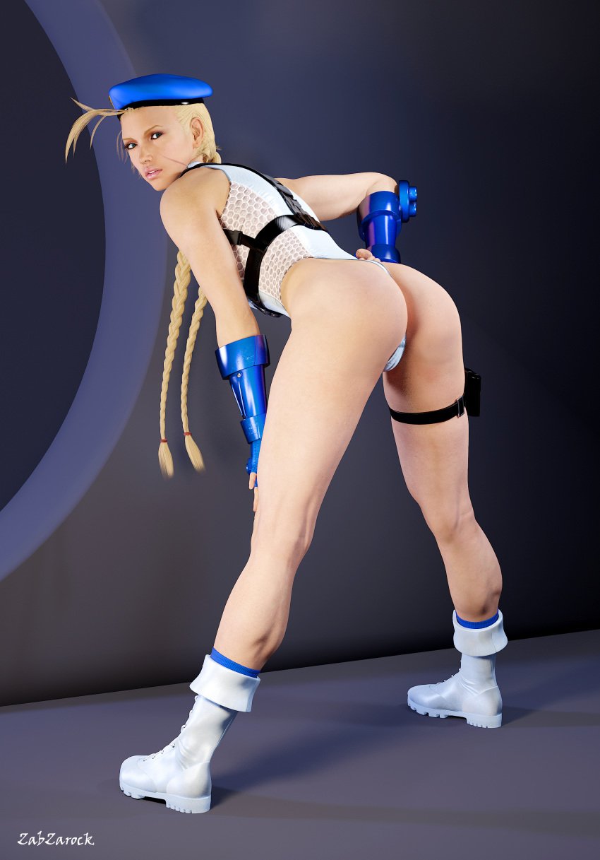 1girls 3d 3d_(artwork) alternate_costume apple_butt ass ass_focus back back_view background bent_over big_ass blonde_hair butt_focus cammy_white capcom clothed clothes clothing dat_ass fat_ass female female_focus female_only fit gloves hand_on_hip hips huge_ass legs leotard long_gloves looking_at_viewer looking_back lower_body muscles muscular muscular_female pose realistic street_fighter thick_ass thick_legs thick_thighs thigh_strap thighs twintails upper_body voluptuous waist watermark wide_hips zabzarock