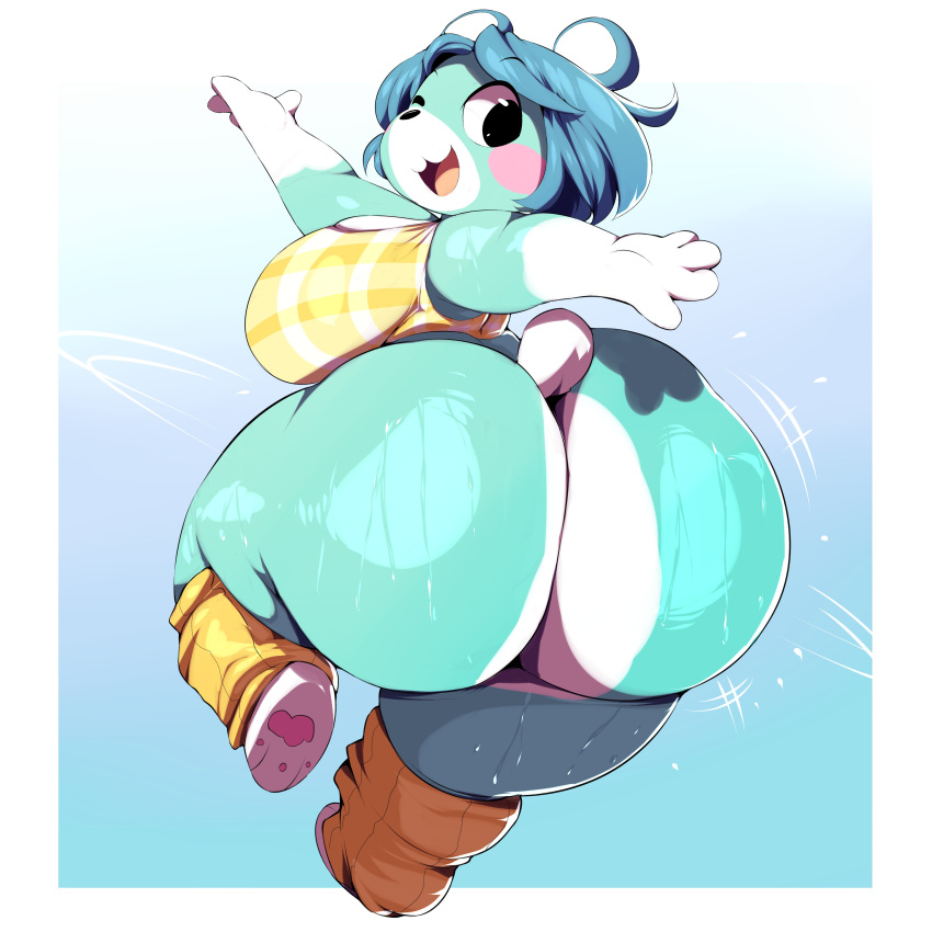 1girls 2020 :3 absurd_res animal_crossing anthro ass back_view bear big_ass big_breasts big_butt black_eyes blue_fur blue_hair bluebear_(animal_crossing) bottomless breasts bubble_butt curvaceous curvy_female curvy_figure female female_only furry furry_only gradient_background hi_res highres huge_ass huge_breasts large_ass large_breasts looking_at_viewer looking_back nintendo one_eye_closed open_mouth partially_clothed short_hair shortstack sideboob smile solo standing sweat sweatdrop thick_ass thick_legs thick_thighs trinity-fate62 video_games voluptuous white_fur