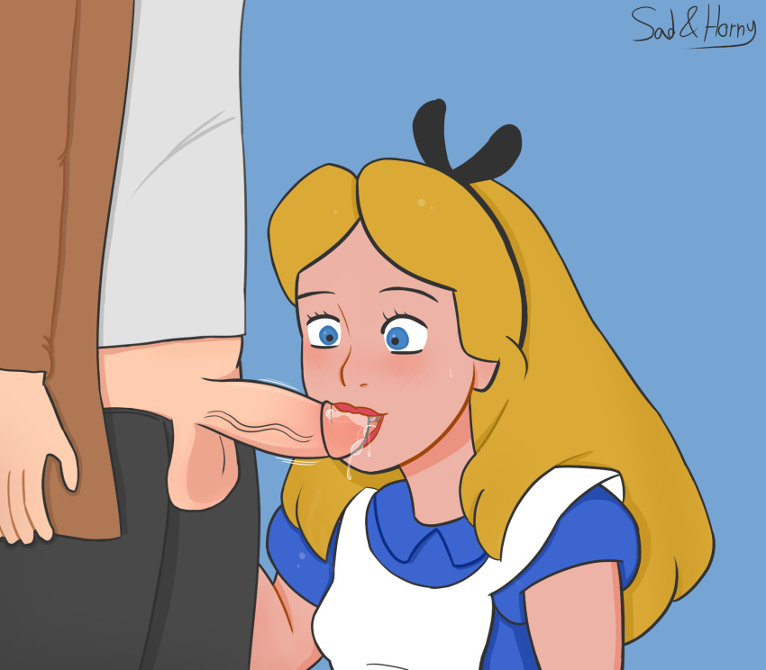 alice_(disney) alice_in_wonderland alice_in_wonderland_(1951_film) alice_liddell balls blowjob cum cum_in_mouth disney faceless_male fellatio oral penis sadandhornydog testicles