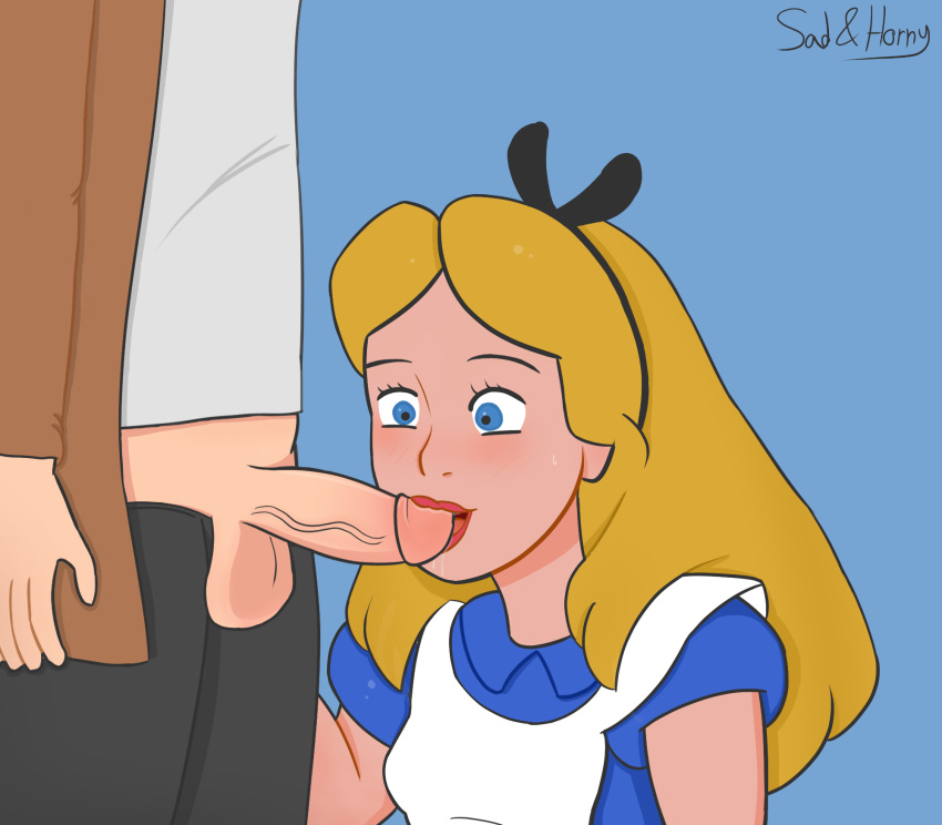 alice_(disney) alice_in_wonderland alice_in_wonderland_(1951_film) alice_liddell balls blowjob disney faceless_male fellatio oral penis sadandhornydog testicles