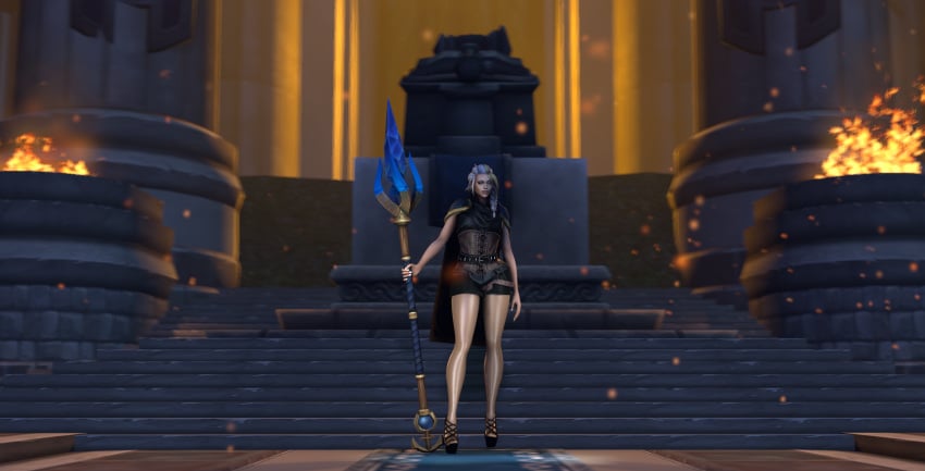 3d 3d_(artwork) alliance_(warcraft) blizzard_entertainment cathedral cloak dress female glossy heels high_heel_boots high_heels human human_mage jaina_proudmoore legs legwear mage mage_(warcraft) nylons outfit pantyhose pose posing shiny skirt source_filmmaker staff stockings teejay22 thick thick_thighs tights warcraft white_hair world_of_warcraft