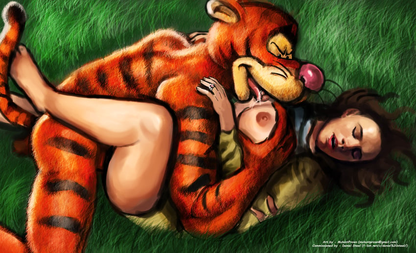 anthro anthro_on_human disney evelyn_robin hayley_atwell interspecies nipples smooth_skin tagme tigger winnie_the_pooh_(franchise)