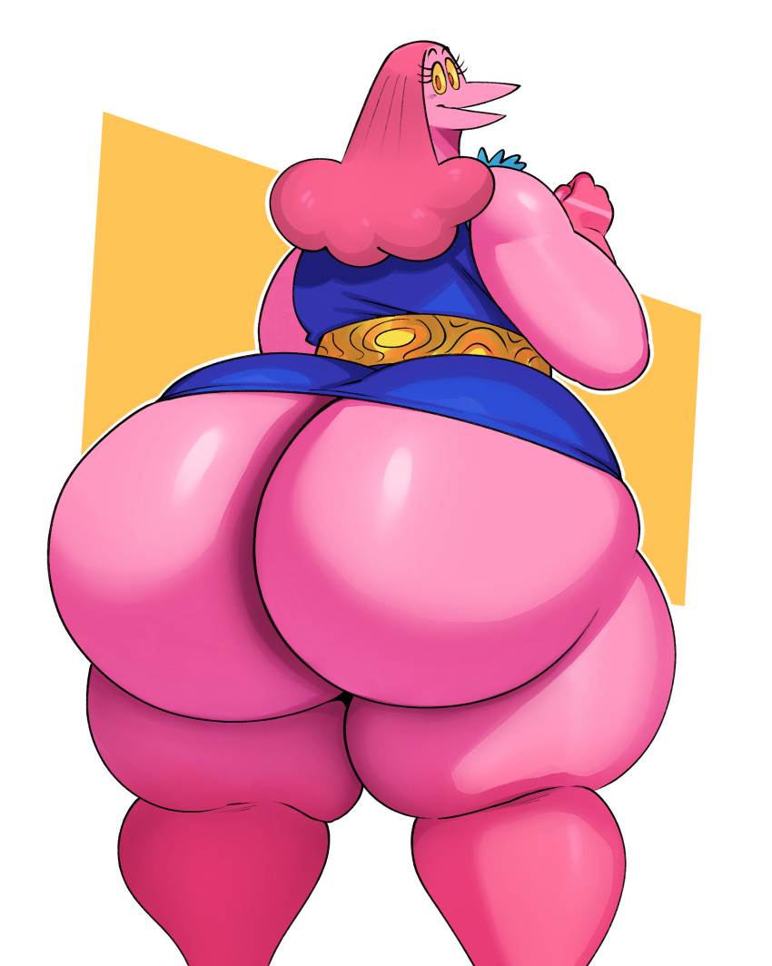 anthro avian big_ass female hi_res huge_butt hyper hyper_butt petunia_(dyna_soar) pink_skin solo sssonic2 tight_clothing