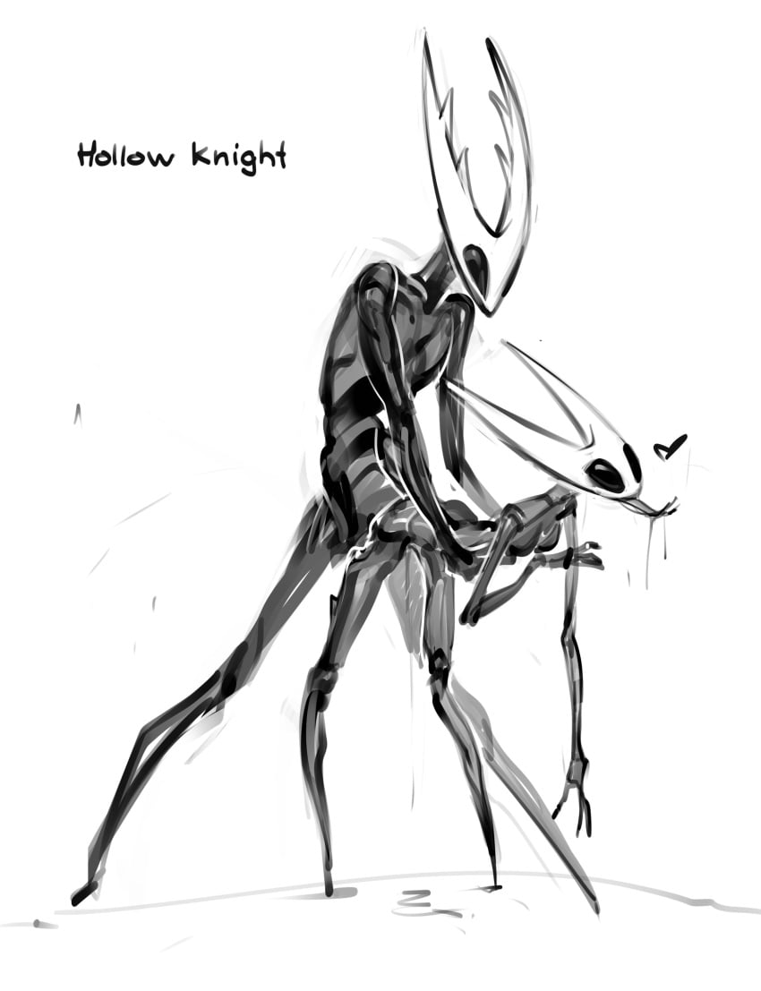 2d anthro arthropod ass bodily_fluids cum duo female genital_fluids hi_res hollow_knight hollow_knight_(character) hornet hornet_(hollow_knight) humanoid hymenopteran incest insects johnfoxart male monochrome siblings straight team_cherry tongue tongue_out vespid video_games wasp