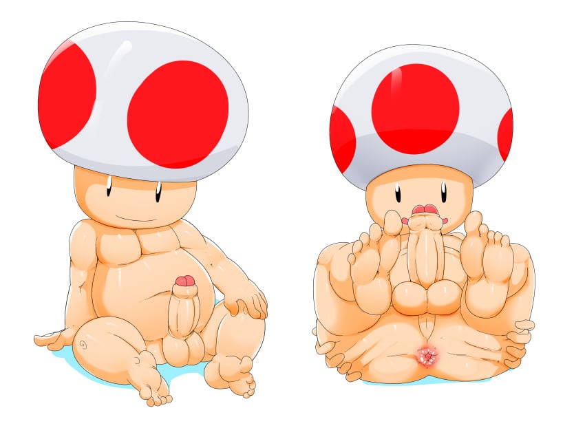 5_fingers 5_toes absurd_res anus ass balls erection fingers fuckboy gay genitals hand_on_knee hi_res humanoid looking_at_viewer male male_anus male_only mario_(series) nintendo nude open_mouth penis presenting redemption3445 slightly_chubby smile solo spread_butt spreading toad_(mario) toes video_games