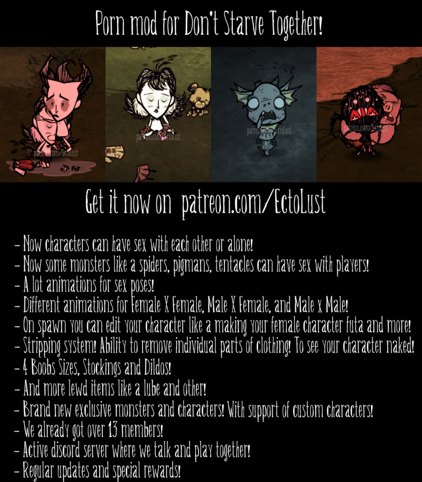 advertisement blowjob clothes_removed dildo dildo_in_pussy don't_starve don't_starve_together dont_starve dont_starve_together face_fucking humanoid klei_entertainment monster_rape monster_sex mushroom naked patreon patreon_reward patreon_username spider spider_humanoid video_game video_game_character video_games webber willow_(don't_starve) wilson_percival_higgsbury