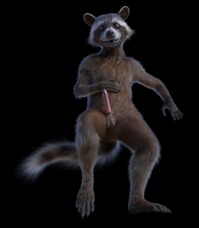 1boy 3d animal_genitalia anthro balls disney front_view genitals guardians_of_the_galaxy hi_res male male/male male_only mammal marvel nude penis procyonid raccoon rocket_raccoon rockyrcoon solo