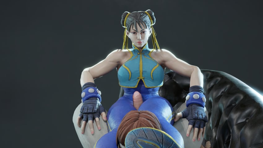 3d 3d_(artwork) blender blender_(software) bodysuit chun-li couch femdom headscissor large_penis muscular_female muscular_male ryu_(street_fighter) smothering sneakers street_fighter street_fighter_alpha street_fighter_v thigh_sex uncircumcised yopliskin