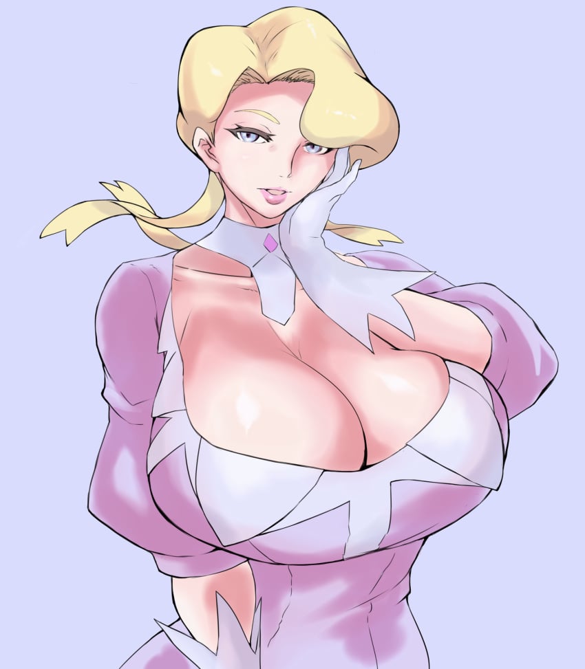 1girls big_breasts blonde_hair blue_eyes eye_contact female glacia_(pokemon) gloves huge_breasts human large_breasts lips lipstick looking_at_viewer mature_female milf nintendo pale-skinned_female pale_skin pokemon pokemon_rse uya_(yurukah) voluptuous