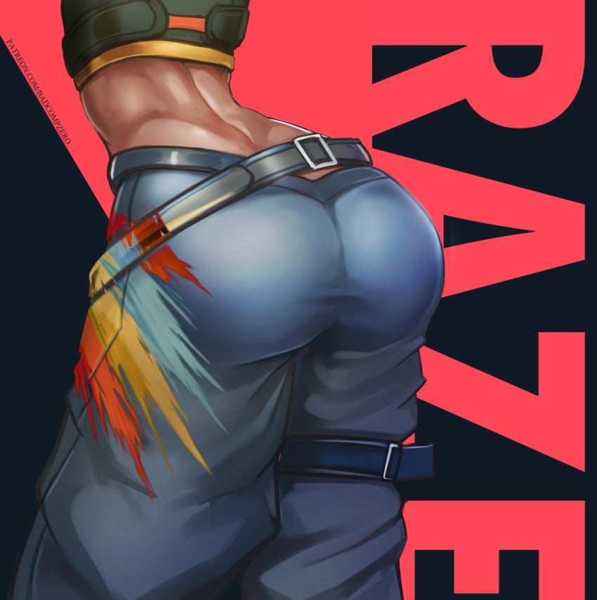 ass ass_focus badcompzero clothed female presenting_ass raze_(valorant) riot_games solo solo_female valorant