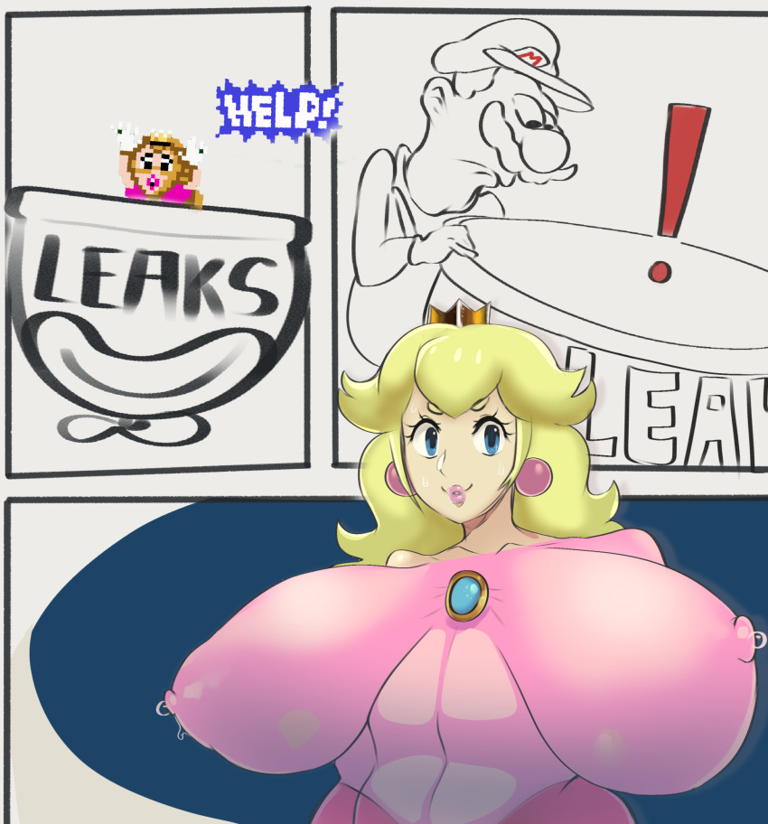 alternate_breast_size comic hornygami humor koopa_clown_car mario mario_(series) nintendo princess_peach super_mario_world