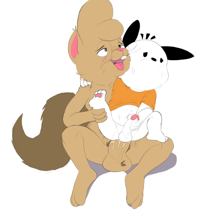 1:1 2boys absurd_res anal anal_sex animal_genitalia animal_penis balls blush bodily_fluids buckteeth canid canine cum cumshot domestic_dog ejaculation eyewear foreskin genital_fluids genitals glasses hello_kitty_(series) hi_res male male_only mammal masturbation on_bottom on_top open_mouth penetration penis pochacco pubes raised_leg retracted_foreskin reverse_cowgirl_position rodent sanrio sciurid sex slightly_chubby sweat teeth tongue tongue_out tree_squirrel twee twerpishimp uncircumcised