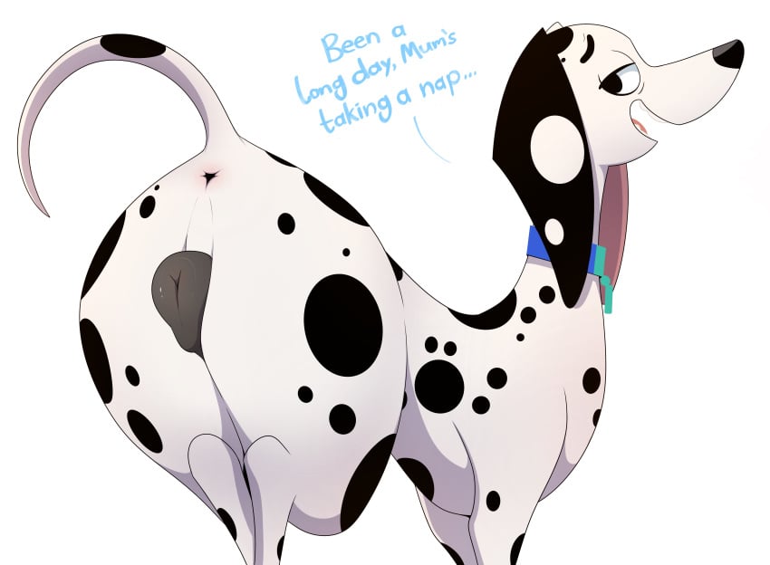 101_dalmatian_street 101_dalmatians 1dog 1female animal_anus animal_genitalia animal_pussy anthro anthro_female anthro_focus anthro_only anthro_solo anus ass big_ass big_butt black_nose black_spots blue_collar blue_text butt canid canine canine_anus canine_genitalia canine_pussy canis collar dalmatian delilah_(101_dalmatians) dialogue disney dog dog_collar domestic_canine domestic_dog english_dialogue english_text eye_bags felris female female_anthro female_dog female_focus female_only feral feral_female feral_focus feral_only furry genitalia half-closed_eyes huge_ass huge_butt large_ass large_butt long_ears long_snout looking_at_viewer looking_back mammal multicolored_body multicolored_fur open_mouth open_smile plump_ass plump_butt plump_pussy presenting presenting_hindquarters presenting_pussy pussy raised_tail rear_view smile smiling solo solo_anthro solo_female solo_feral solo_focus spots spotted_body tail_raised text thick_thighs thighs thin_tail tired tired_expression tired_eyes tired_look white_background white_body white_fur white_spots