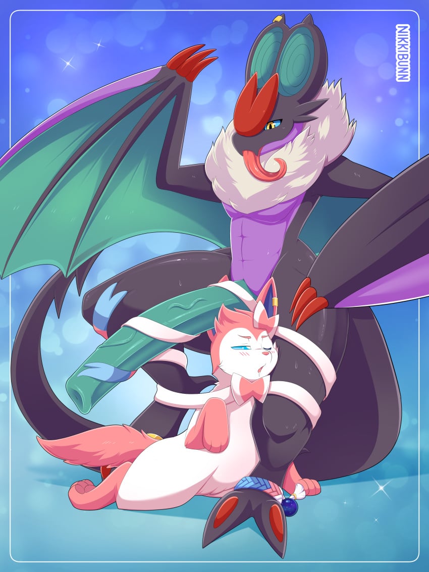 3:4 abs absurd_res admiring animal_genitalia animal_penis bat big_dom_small_sub big_penis biped black_body blue_eyes blush bodily_fluids canid canine claws dominant dominant_male dragon drooling duo ear_piercing ear_ring eeveelution face_squish feet feral feral_on_feral front_view fur generation_6_pokemon genital_slit genitals hi_res hindpaw interspecies kissing larger_male leg_grab long_tail long_tongue looking_pleasured male male/male mammal mythological_creature mythological_scalie mythology narrowed_eyes night_(noivern) nikkibunn nintendo noivern paws penis piercing pink_body pink_fur pokemon pokemon_(species) prince_day quadruped red_nose ribbons ring_piercing saliva scalie semi-anthro sex side_view size_difference smaller_male spread_legs spreading squish sylveon tail talons teal_penis thick_thighs thigh_grab toes tongue tongue_out white_body white_fur wide_hips wings worship wrapped_legs wrapped_penis yellow_eyes