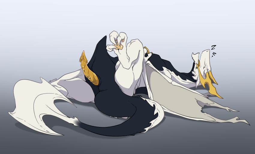 absurd_res ashley-arctic-fox drag-on_dragoon_3 dragon drakengard drakengard_3 feral genitals hi_res male male_only mikhail_(drag-on_dragoon) penis sleeping solo