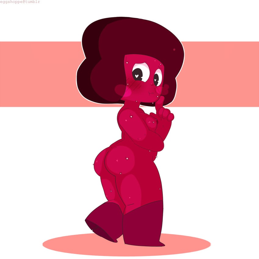 ass breasts eggshoppe finger_to_mouth looking_back ruby_(steven_universe) ruby_leggy steven_universe