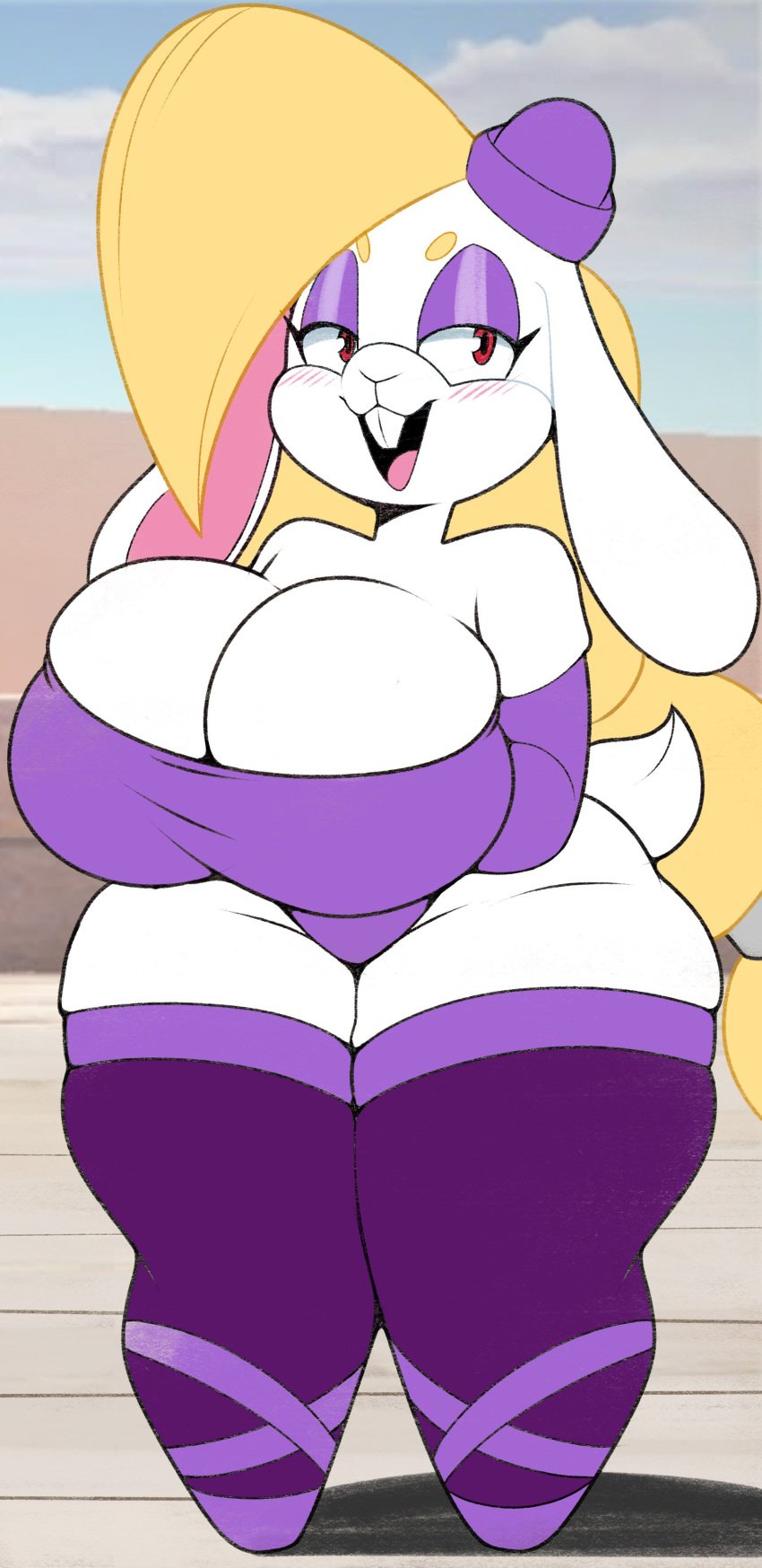 9:18.5 absurd_res anthro big_breasts blonde_hair blush breasts broodal buckteeth cleavage clothed clothing dongitos female furry hariet_(mario) hi_res huge_breasts lagomorph leporid mammal mario_(series) nintendo open_mouth rabbit shortstack solo super_mario_odyssey teeth thick_thighs thunder_thighs tongue video_games