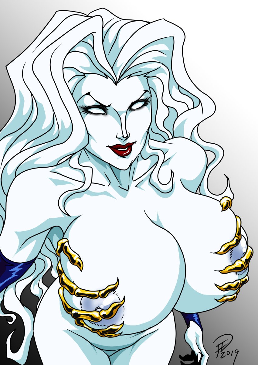 armaron ass big_breasts big_butt breasts chaos_comics evil_face hand_bra handbra huge_ass huge_breasts lady_death