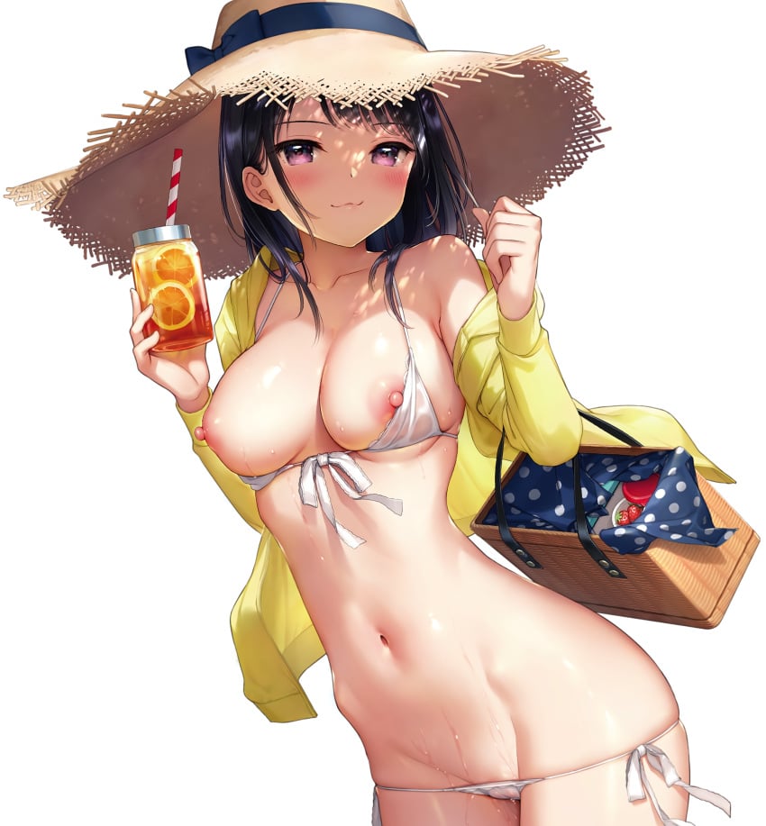 big_breasts bikini breasts cameltoe detexted ichigo-chan_(mignon) mignon nipples open_shirt photoshop pussy see_through swimsuits uncensored wardrobe_malfunction wet wet_clothes