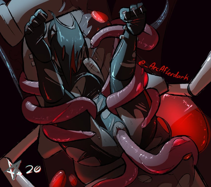 anal arcafterdark chair female infested_(warframe) tentacle vaginal_penetration valkyr_(warframe) warframe