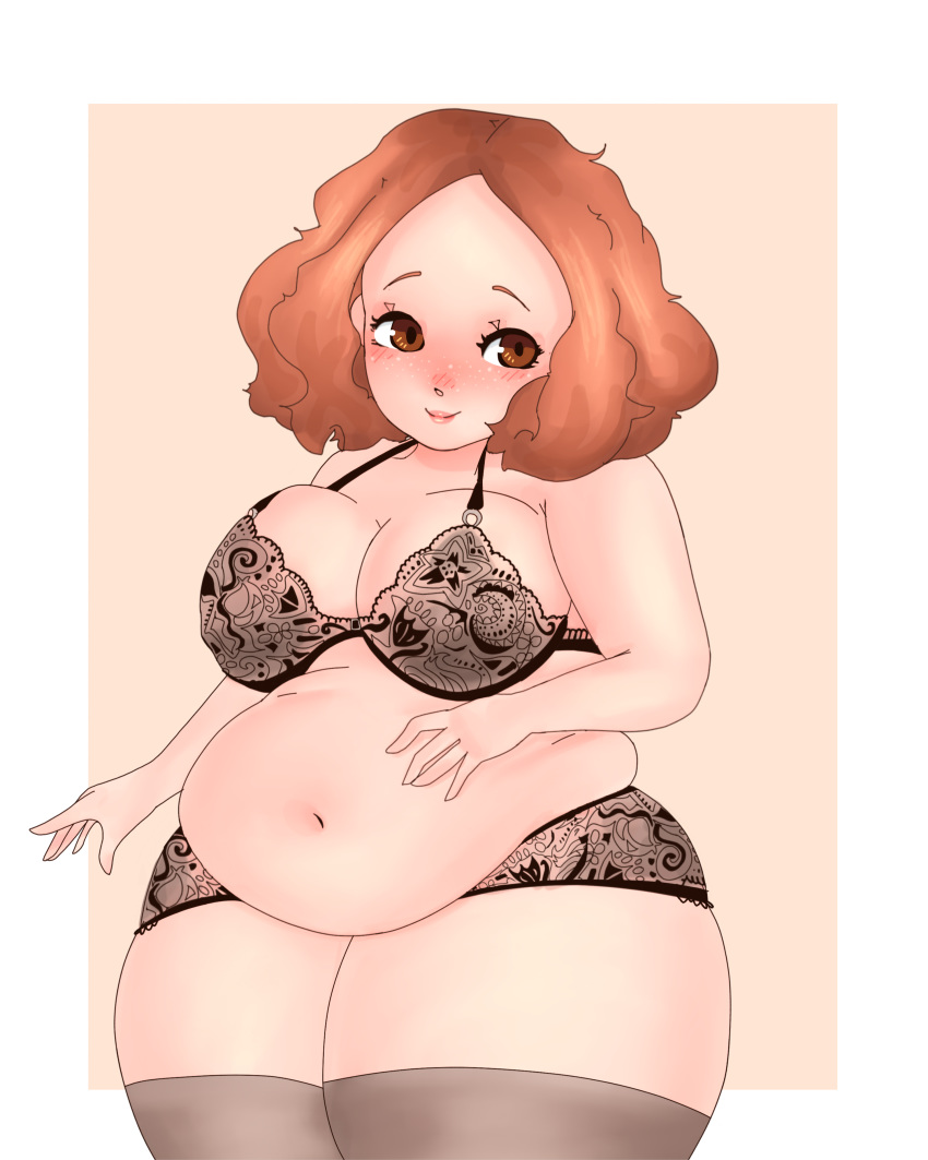 1girls bbw bra chubby fat female_only haru_okumura lingerie metrack panties persona persona_5