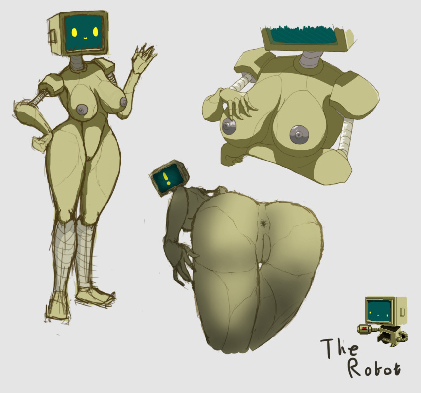 1girls anthro anus ass computer_monitor computer_screen elegantundertaking enter_the_gungeon female_focus female_only large_hips medium_breasts nipples pussy robot self_upload smile tagme the_robot_(enter_the_gungeon)