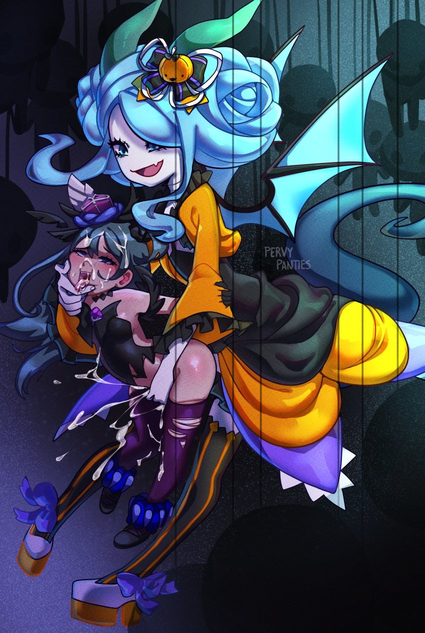 1futa 2girls blue_eyes blue_hair cum cum_in_mouth cum_in_pussy cum_inside dragalia_lost dragon dragon_girl facial femsub flying futadom futanari green_hair halloween halloween_costume halloween_silke implied_futanari light_skin marionette midair midair_sex monster_girl nintendo odetta pale_skin pervy_panties_(artist) puppet puppet_strings silke size_difference smile tail wings