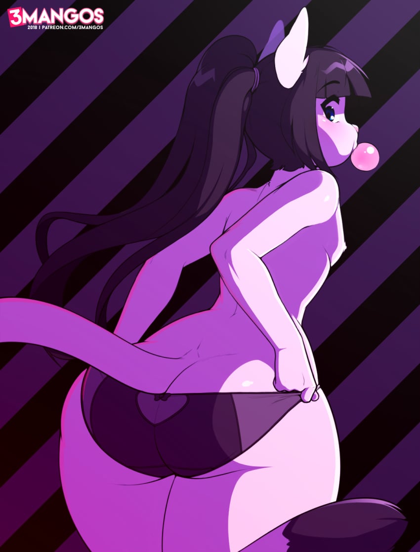 1boy 2018 3mangos androgynous animal_ears animal_tail anthro artist_name ass big_ass big_butt black_hair black_panties black_underwear blue_eyes bubble_gum butt cat cat_boy cat_ears cat_tail catboy clothing crossdressing curvy dated dressing eyebrows_visible_through_hair feline femboy fur furry furry_only girly highres huge_ass huge_butt large_ass looking_back male male_only mammal mercy_(suelix) nipples original panties partially_clothed ponytail sexually_suggestive simple_background sissy solo standing suelix tail thick_thighs trap underwear white_fur wide_hips