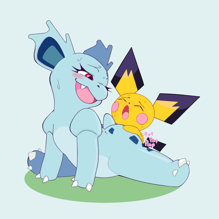 1:1 age_difference blush duo female feral hi_res larger_female looking_back male nidorina nintendo older_female pichu pokémon_(species) pokemon sex size_difference small_dom_big_sub smaller_male starfinga straight sweat video_games younger_male