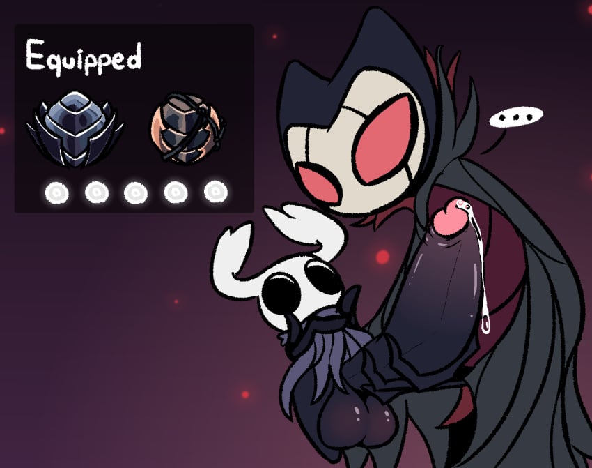 2boys charm_(hollow_knight) charm_(object) grimm_(hollow_knight) holding_penis hollow_knight huge_balls hyper hyper_penis leaking_precum long_penis longnail male male_only mark_of_pride penis precum protagonist_(hollow_knight) rabblet small_but_hung smaller_male teapot_(body_type)