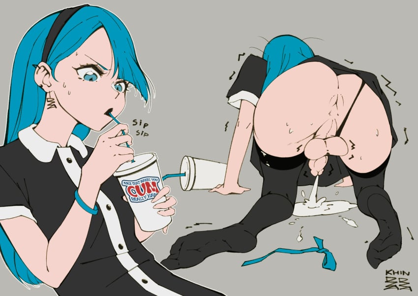 1futa all_fours anus artist_signature ass backsack balls balls_under_clothes bent_over black_lipstick blue_eyes blue_hair blush bottomless_skirt bow breasts cock-tail collapse cum cum_drip cum_inducing_juice cum_on_floor cumshot cute ear_piercing earrings ejaculation english_text erect_penis erection erection_under_clothes erection_under_skirt fishnets futa_only futa_sans_pussy futanari goth hair hair_over_one_eye hairband hands-free handsfree_ejaculation instant_loss_2koma intersex juice_that_makes_you_cum khin_(khindzadza) khindzadza large_ass long_hair looking_at_viewer on_knees onomatopoeia orgasm_without_stimulation original penis penis_out penis_ribbon penis_under_clothes penis_under_skirt posing ribbon shaking signature simple_background skirt small_breasts small_penis spontaneous_ejaculation spontaneous_orgasm stockings sucking taint testicles text thighhighs thong thong_aside trembling trembling_penis uncut wide_hips