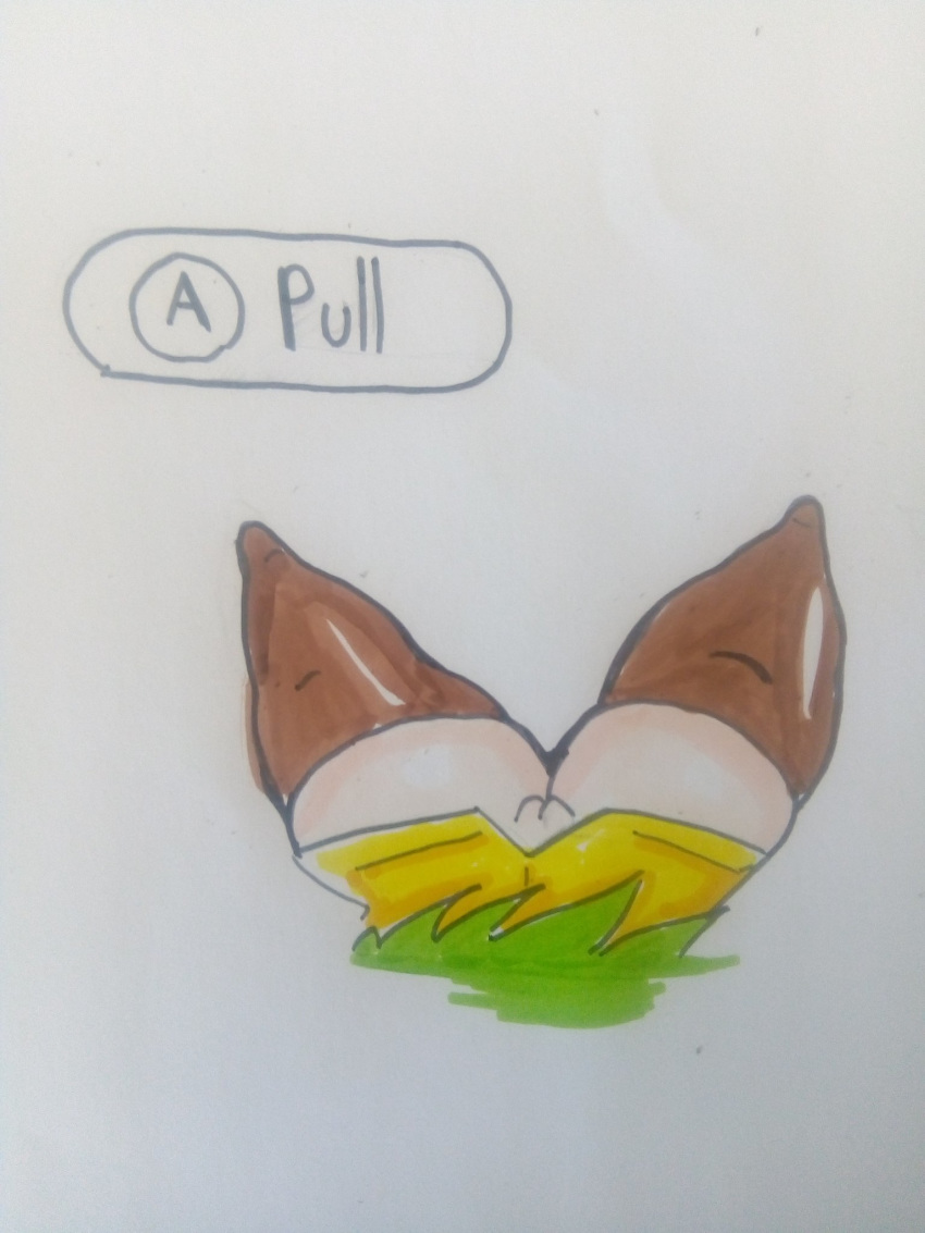 drawn female_only gameplay_mechanics grass mario_(series) meow_fuck olivia_(paper_mario) paper_mario paper_mario:_the_origami_king stuck text