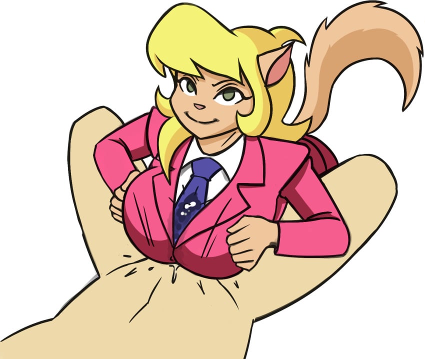 1boy 1girls 5_fingers anthro blonde_hair bodily_fluids breasts callie_briggs clothing cum cum_between_breasts cum_through_clothing cum_under_clothes domestic_cat domination duo ejaculation_between_breasts faceless_male felid feline felis female female_domination femdom fingers genital_fluids green_eyes hair hanna-barbera hi_res human human_on_anthro interspecies light-skinned_male male mammal necktie office_lady paizuri paizuri_under_clothes redout sex simple_background smile straight swat_kats wet wet_clothing white_background zeigram