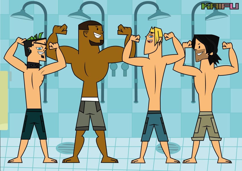 4boys chris_mclean dark-skinned_male dj_(tdi) duncan_(tdi) geoff_(tdi) kaifu male_only total_drama_island