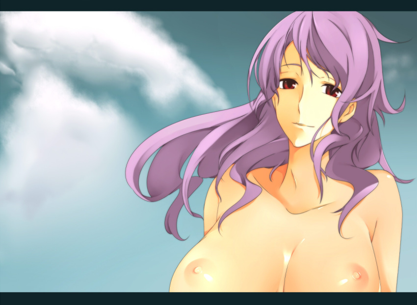 anew_returner breasts gundam gundam_00 huge_breasts innovator long_hair nipples purple_hair red_eyes