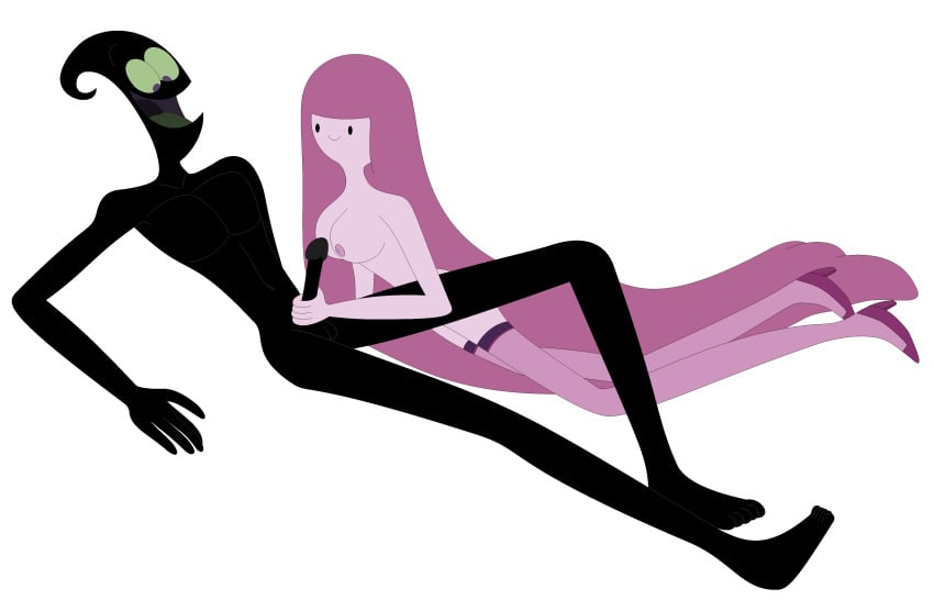 1boy1girl absurdres adventure_time big_breasts black_skin blank_background breasts cartoon_network crossover crossover_pairing demon female green_sclera handjob high_heels highres lingerie long_hair looking_at_another looking_at_opartner looking_down male nathaniel718 nergal_(tgaobam) nergal_and_princess_bubblegum non-human nude pantyhose penis pink_hair pink_skin princess_bubblegum purple_eyes round_breasts shoes smile smiling the_grim_adventures_of_billy_and_mandy white_background