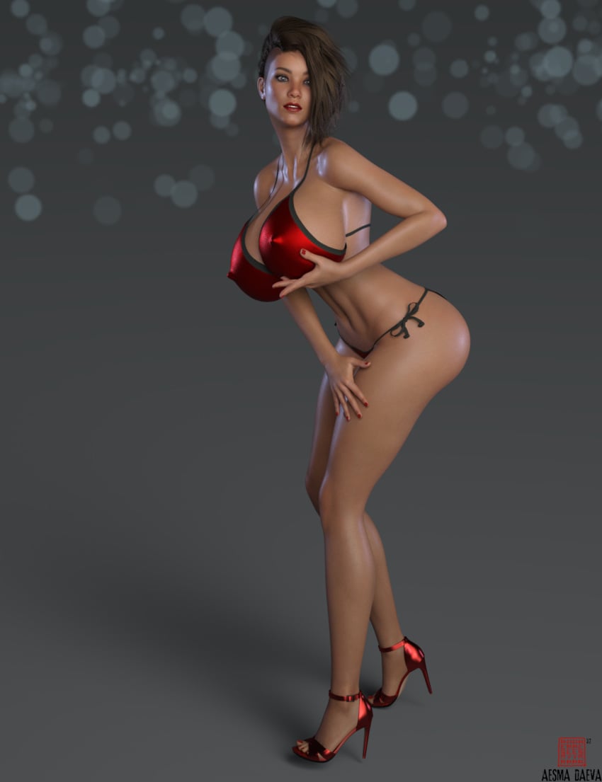 1girls 3d 3d_(artwork) actor actress aesmadaeva37 ass big_breasts bikini bikini_bottom bikini_top blush breast_grab breasts brown_body brown_eyes brown_hair bust busty cleavage curvaceous curves curvy curvy_body curvy_female curvy_figure curvy_hips dark-skinned_female dark_skin eyelashes female female_focus female_only grabbing_own_breast heels high_heels hips holding_breast huge_breasts large_breasts lips lower_body red_bikini rihanna simple_background singer smile solo solo_female swimsuit thick thick_legs thick_thighs thighs upper_body voluptuous watermark wide_hips woman