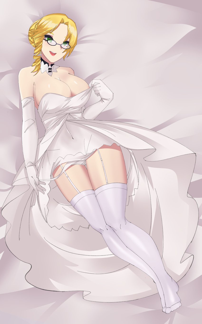 blonde_hair bride clothing dress female fikri710 glynda_goodwitch rwby wedding_dress white_dress