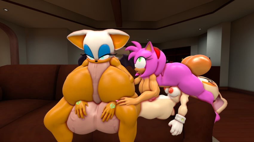 1girls 2futas 3d amy_rose anthro autofellatio big_breasts big_penis couch couch_sex cream_the_rabbit eyes_rolling_back futanari rouge_the_bat sega silvana23 sonic_(series) sonic_the_hedgehog_(series) thick_thighs veiny_penis