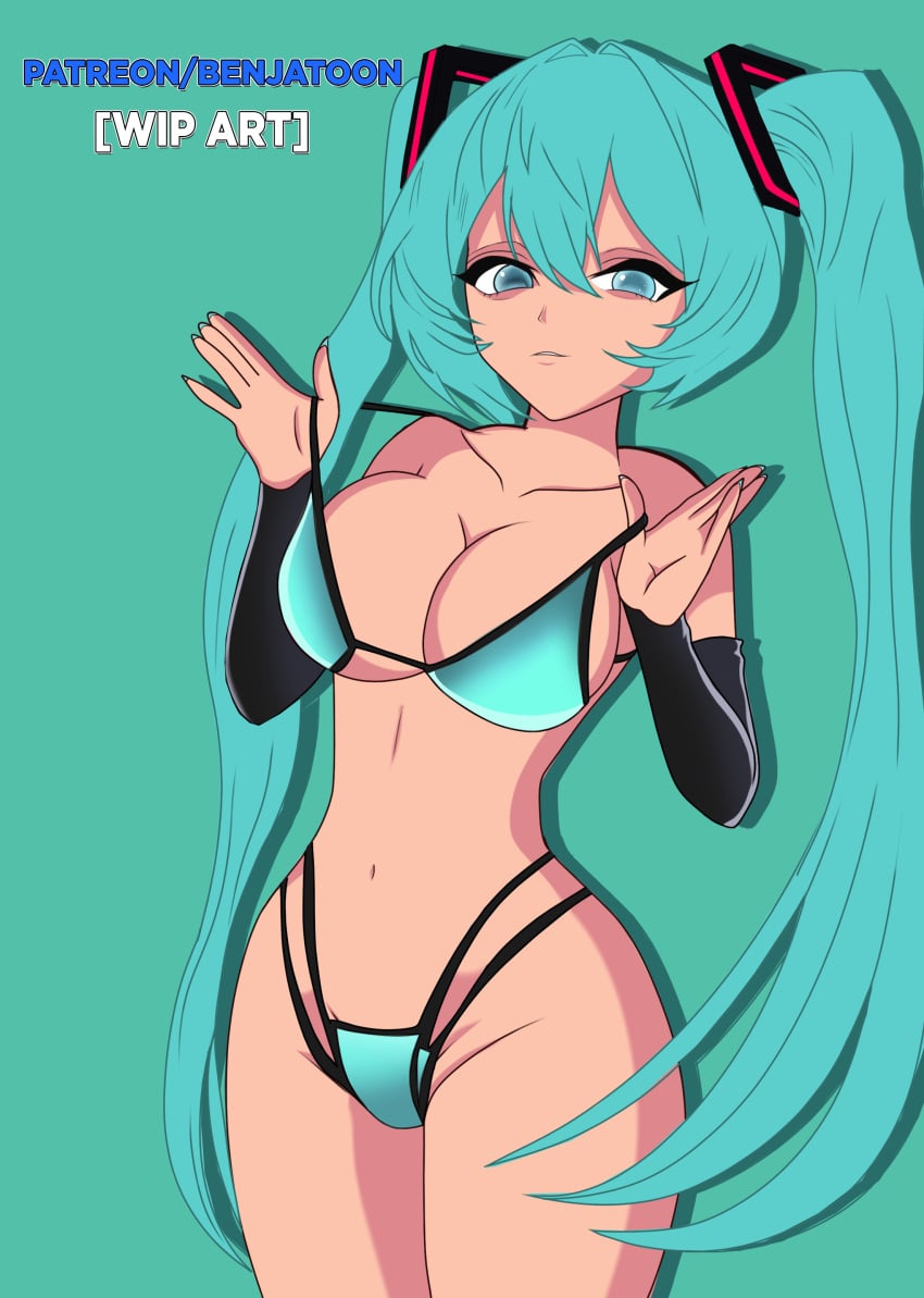 Hatsune Miku (Collared Bikini) Rule 34 Image