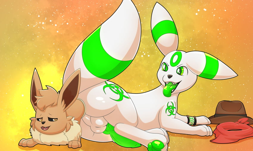 2020 5:3 alternate_color ambiguous_gender anal anal_vore animal_genitalia animal_penis balls biohazard_symbol brown_body brown_fur canine_penis eevee eeveelution fan_character feet_first feral feral_on_feral fur genitals green_eyes green_pawpads green_penis green_tongue hi_res male male/ambiguous male_pred naughty_face nintendo open_mouth orange_background pawpads penis pokémon_(species) pokemon sallandril simple_background symbol tongue tongue_out toxic_(ravefurrypower12) umbreon video_games vore white_body white_fur