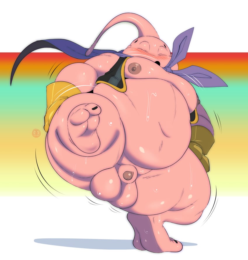 1boy balls belly big_balls cape dragon_ball dragon_ball_z fat fat_buu gloves hadouthechar majin majin_buu male male_only monster moobs nipples nude obese obese_male overweight overweight_male penis satsui-n0-had0u solo solo_male sweat sweaty