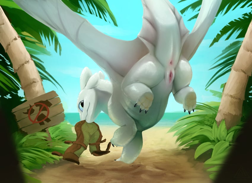 anus beach dragon dreamworks elicitie female feral genitals hi_res how_to_train_your_dragon light_fury palm_tree pussy sand scalie seaside solo tree western_dragon wings