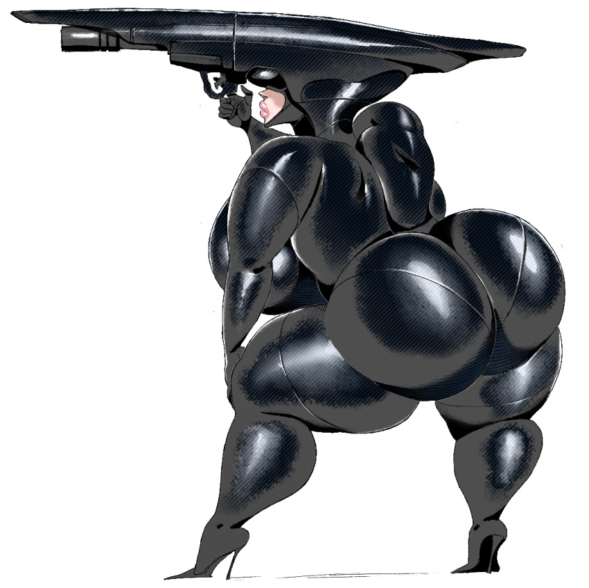 ass bodysuit breasts fatfoxlower female ffuffle genderswap_(mtf) gun headgun heels helmet hyper hyper_ass hyper_breasts hyper_thighs kurt_hectic lips mdk rule_63 skin_tight solo stiletto_heels