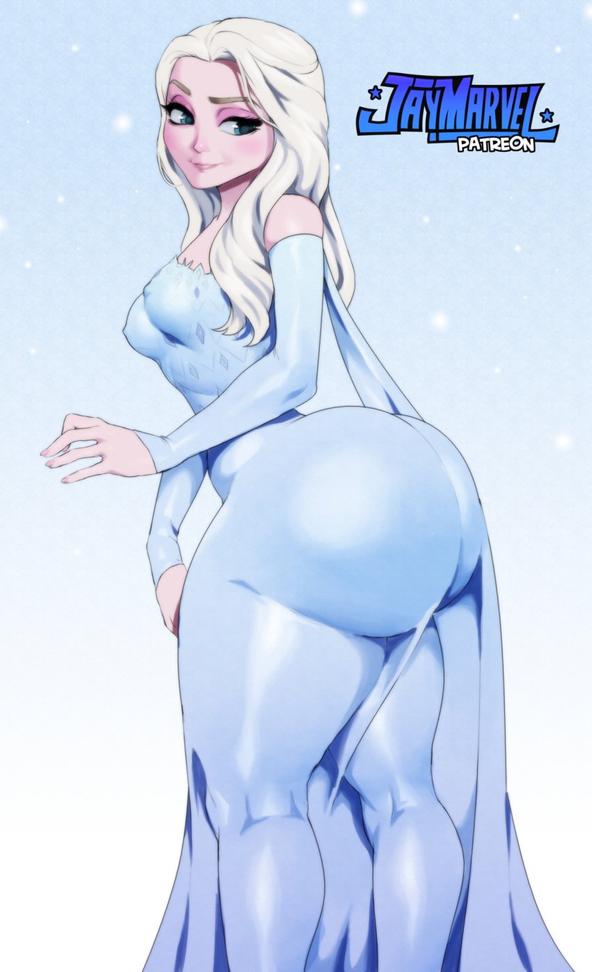 1girls alternate_ass_size artist_name ass big_ass big_butt blue_dress bottom_heavy breasts bubble_ass bubble_butt clothed clothed_female disney dress elsa_(frozen) favorite female female_only frozen_(film) frozen_2 gigantic_ass hair_down huge_ass huge_butt jay-marvel large_ass looking_at_ass looking_back medium_breasts nipple_bulge nipples_visible_through_clothing pawg pinup pokies round_ass round_butt smile snowing solo solo_female thick thick_ass thick_eyelashes thick_thighs thighs thin_waist tight_clothing tight_dress white_skin