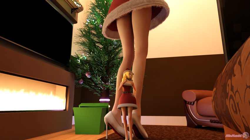 2girls 3d 3d_(artwork) breast_expansion christmas cleavage comic female female_only giantess growth immalol minmax3d smaller_female tagme