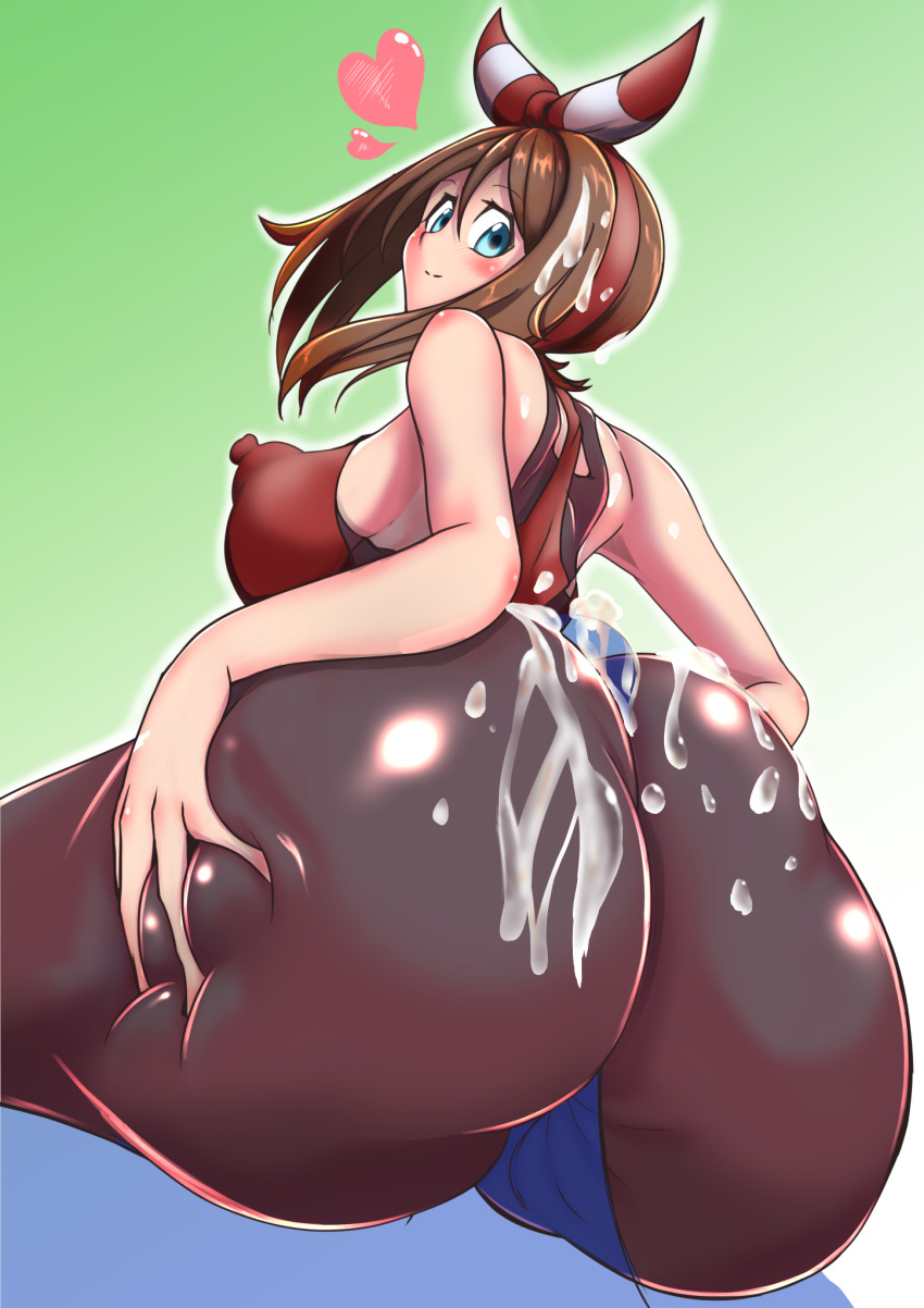 1boy 1girls after_buttjob ai_shigeo ass big_ass big_breasts big_penis black_leggings blue_eyes bottom_heavy brown_hair buttjob clothed clothed_female clothed_female_nude_male clothed_sex covered_buttjob cum cum_on_ass cum_on_hair erect_nipples erect_nipples_under_clothes female hairband hot_dogging huge_ass huge_thighs large_ass large_breasts large_penis leggings looking_down may_(pokemon) may_(pokemon_oras) medium_hair nintendo nude nude_male pale-skinned_female pale_skin pokemon pokemon_oras reverse_cowgirl_position ribbon semen smile thick_ass thick_thighs thighs tight_clothing transparent_male transparent_penis voluptuous