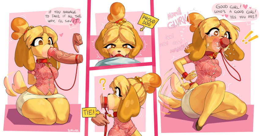 1boy 1girls 2d adorable all_the_way_to_the_base animal_crossing animal_ears anthro anthrofied asphyxiation big_penis blowjob blush bondage borvar breasts brown_eyes canine choker choking clothed cock collar cum cum_in_mouth cum_in_throat cum_inside cute deepthroat deepthroat_holder deepthroat_no_hands deepthroat_training dick dirty_talk english_text erection eye_contact fellatio female femsub furry gag gagged gagged_speech gagging good_girl happy_sub heart-shaped_pupils heart_eyes high_resolution interspecies isabelle_(animal_crossing) kneeling leash leashed_to_genitals leather_cuffs long_penis looking_at_viewer male maledom medium_breasts nintendo oral oral_sex out_of_breath penis penis_awe petite petplay pink_shirt pov praise_kink roleplay skirt slim speech_bubble straight sweat tail tailwag teenager text thick_thighs thighs throat_bulge tied_hands tight_throat tongue_out trembling veiny_penis wagging_tail wide_hips yellow_fur young