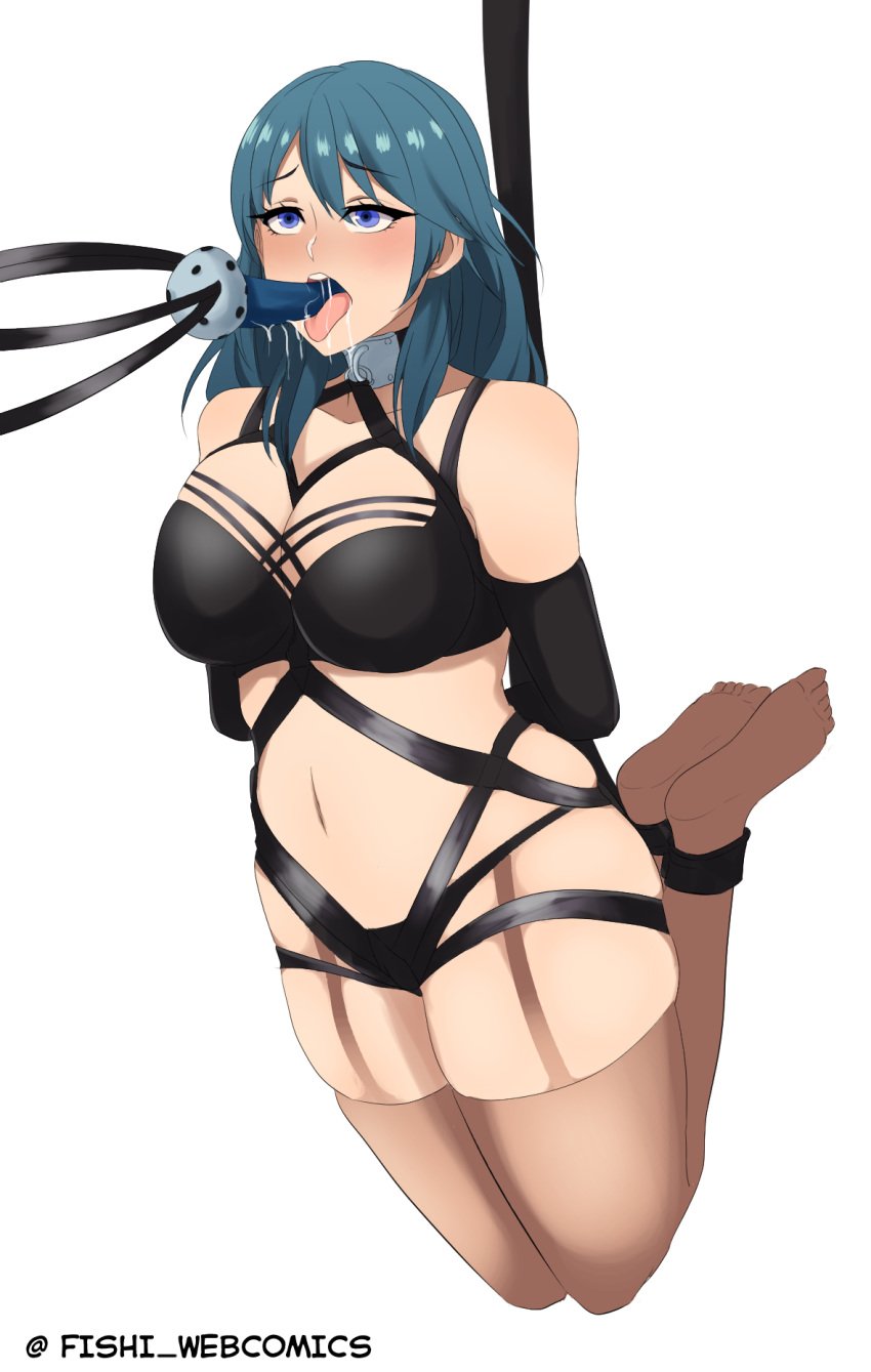 arms_behind_back ball_gag big_breasts blue_eyes bondage bound breasts byleth_(fire_emblem) byleth_(fire_emblem)_(female) chubby cock_gag collar cuddlephish0 curvy deepthroat deepthroat_gag dildo dildo_gag dildo_in_mouth drooling female female_only femsub fire_emblem fire_emblem:_three_houses fishi_webcomics gag large_breasts mouth_gag nintendo open_mouth oral plump rope saliva saliva_trail see-through see-through_cheeks teal_hair throat_training tongue tongue_out